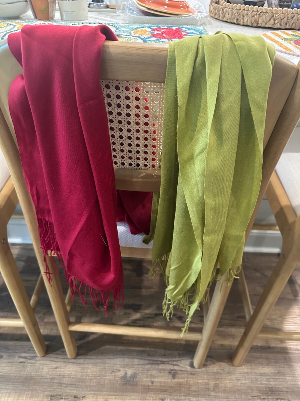 Neutral Brand Red & Green Decorative Scarves - Soft Home Accent. *Cashmere*